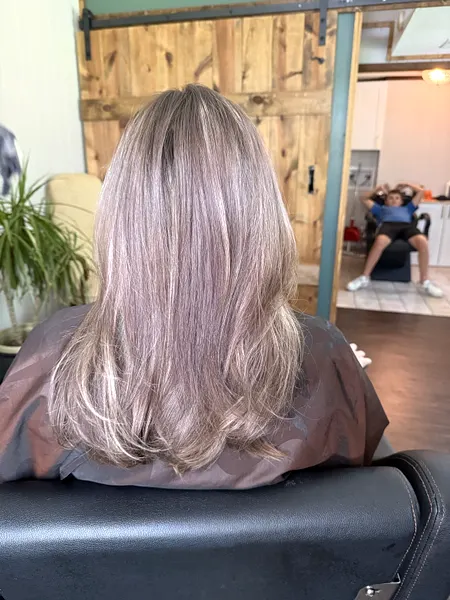 Ash silver balayage blowout