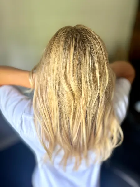 Blonde balayage with beach waves