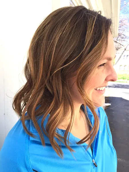 Brunette balayage wavy lob
