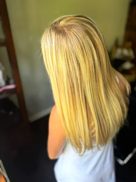 Bright blonde highlights — long